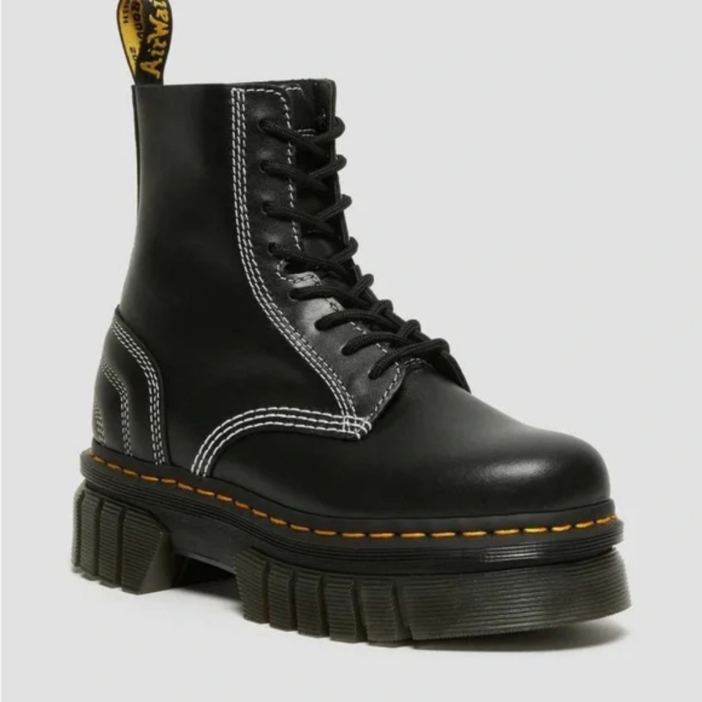 Doc Martens Audrick White Stitch Leather Platform Boot